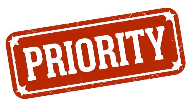 Grunge rubber stamp design with the word Priority in bold typography style