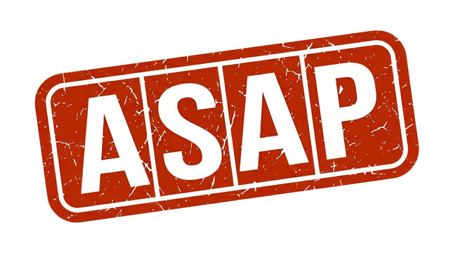 Grunge style stamp featuring the word ASAP with a vintage distressed look