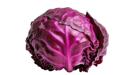 Fototapeta premium Vibrant red cabbage head with layered leaves, isolated on transparent background