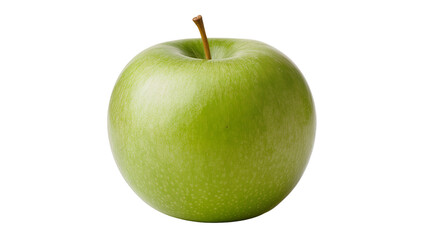 Single green apple with stem, isolated on transparent background © Carlos