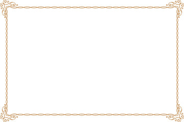 Elegant Wavy Golden Border Frame with SwirlsCorners. Design print for greeting cards, wedding invitations, restaurant menu, royal certificates. Set 1700  © asesidea