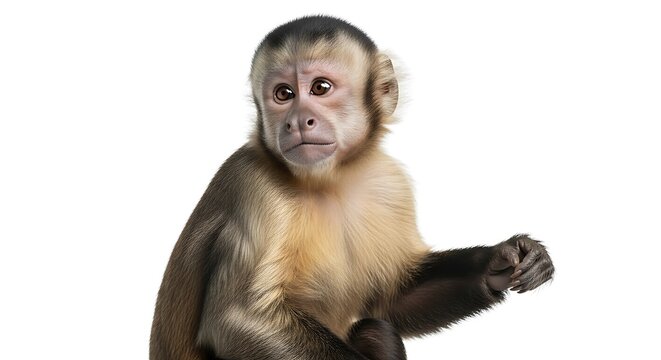 Monkey Portrait with Curious Expression Isolated.