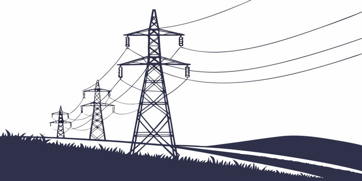 Electric power transmission tower standing tall against a cloudy sky