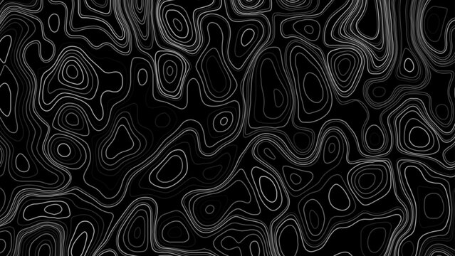 Topographic map with lines on a black background. Geographic map concept. Vector illustration