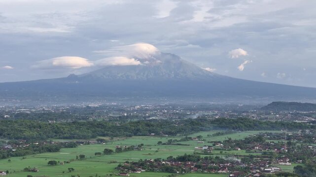 Cloudy Horizon with Mount Merapi Silhouette