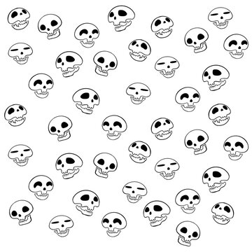 Cute hand drawn skull doodle pattern