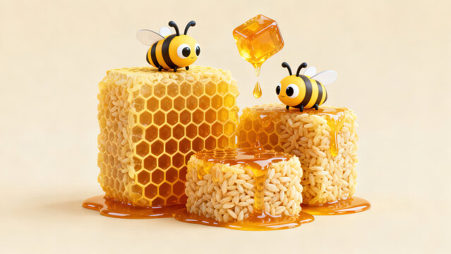 Cartoon Bee &middot; Honeycomb Honey 3D Scene