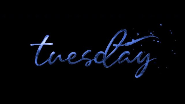 Elegant blue script logo on a black background