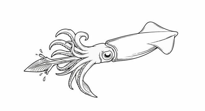 Artistic illustration of a squid with flowing tentacles and an arrowhead