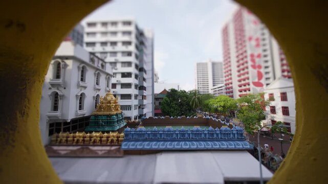 Golden Gopuram Sri Krishnan Temple Singapore Timelapse