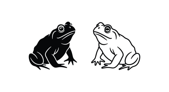Frogs Art Minimalist Toad Black White Design Vector