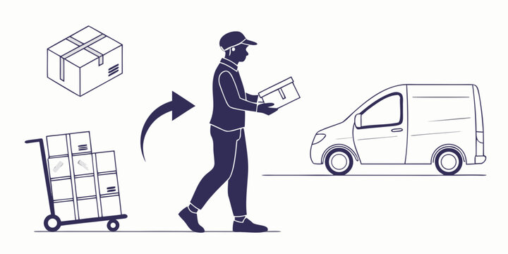 A person wheeling a cart loaded with a laptop and various items