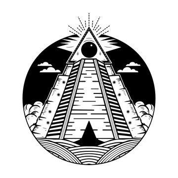 A sketchy style illustration depicting aztec temple