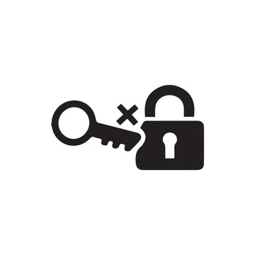 Incorrect key attempt icon security failure padlock access denied symbol