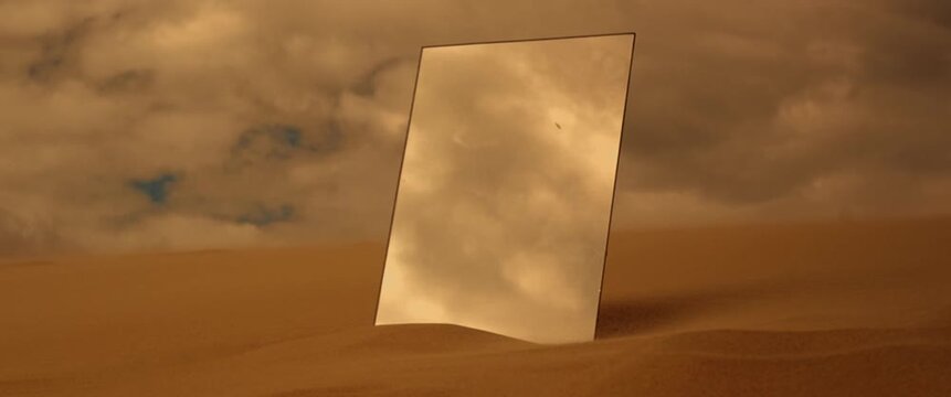 Mirror on Sand Dune Reflecting Sky &ndash; Surreal Desert Landscape in UHD