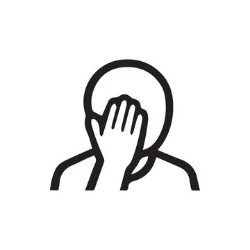 Facepalm gesture icon an outline image conveying deep shame or exasperation