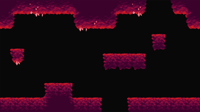 Pixel crystal cave platform level seamless scene