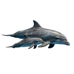 Obraz premium Aquatic Mammal Mother with Calf Detailed Digital Art