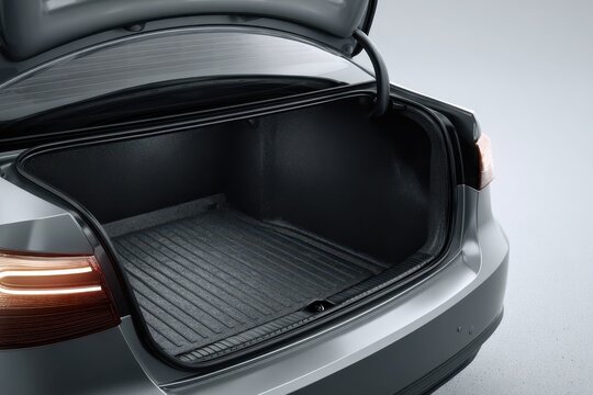 Open Trunk of a Generic Sedan Showing Empty Cargo Space