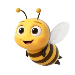 Obraz premium Whimsical Cartoon Honey Bee White Background