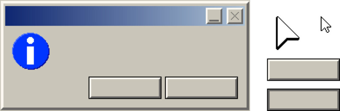 Retro pixel information dialog window interface elements
