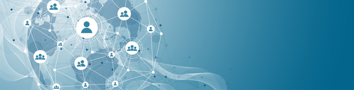 Global network connection concept. Big data visualization. Social network communication in the global computer networks. Internet technology. Business. Science. Illustration