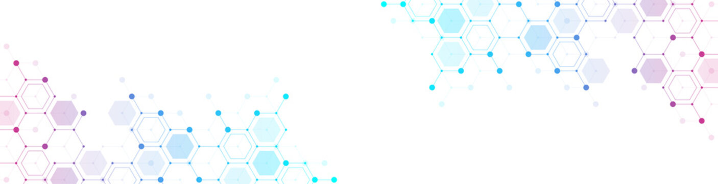 Molecular abstract structure and genetic engineering DNA. Healthcare and medicine background concept. Scientific research background. Wave flow. Innovation pattern, illustration.