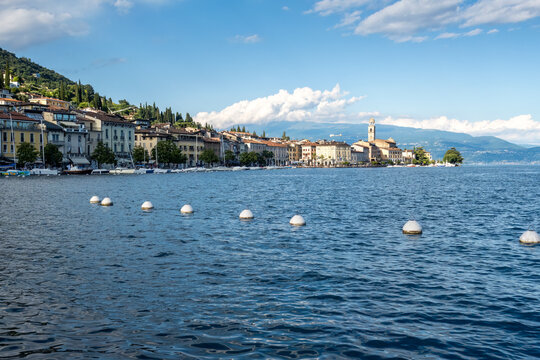 Waterfront view of Sal� old town and harbour on Lake Garda in Lombardy Italy