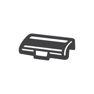 Dark silhouette of a classic video game console iconic retro gaming system