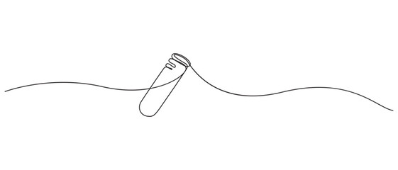 Obraz premium Continuous line drawing of test blood sample from glass tube to find covid-19 vaccine.single Continuous line art drawing of a blood sample test tube vector design,