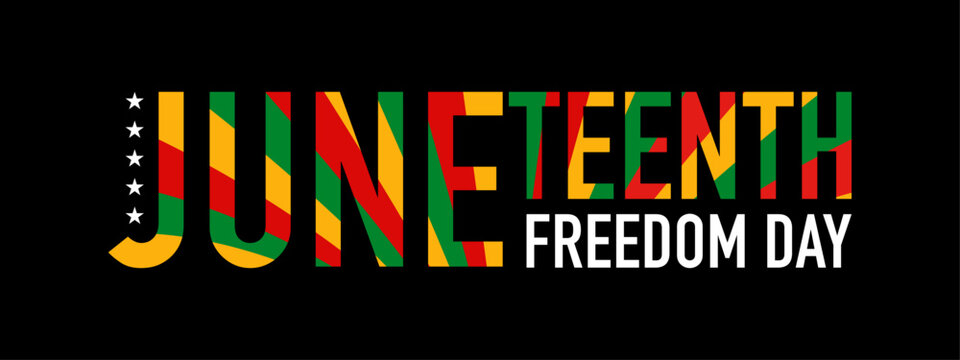 Juneteenth celebration banner, Freedom Day text design