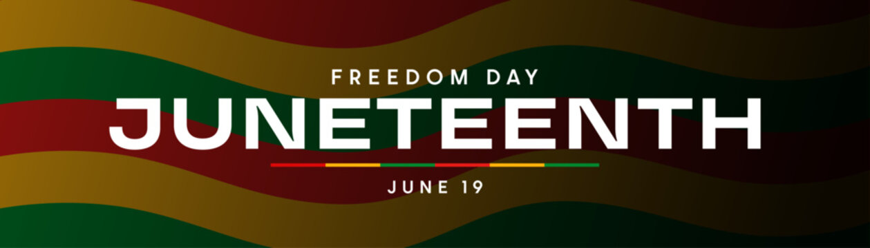 Freedom Day banner, Juneteenth celebration, flag background