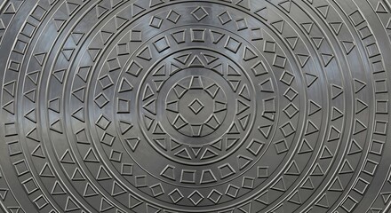 Obraz premium Intricate Geometric Pattern on Metallic Surface - A Detailed Close-Up.