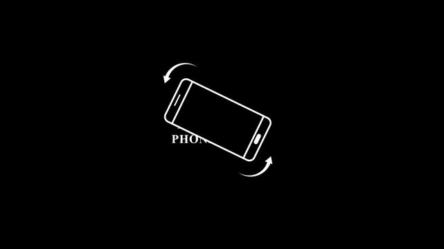 Smartphone rotation icon animation with arrows indicating screen orientation change between portrait and landscape . Rotate Phone Icon Animation Screen Orientation Mobile UI Instruction Background
