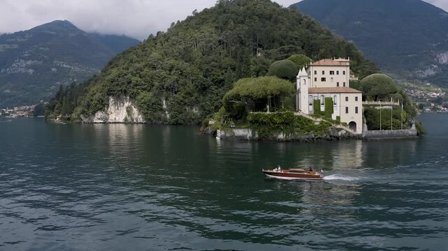 Boat trip on Lake Como Villa del Balbianello on the Lavedo peninsula Tremezzina Italy