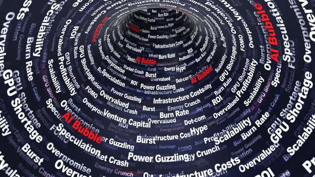 AI BUBBLE Keywords Animation on Tunnel Walls, Background, Loop

