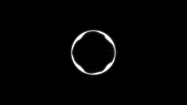 Abstract music wave oscillation animation with white audio visualizer, dynamic sound frequency lines, futuristic waveform motion isolated on black background, 4K