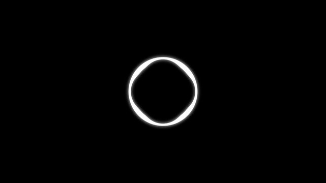Circular voice assistant audio waveform animation with blue purple cyan gradient lines, responsive sound spectrum reacting to voice, futuristic audio visualizer on black background