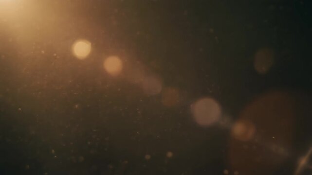 Warm golden bokeh dust particles drifting across dark background.