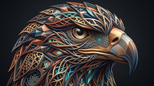 Intricate Eagle Head Design Eagle Bird Art Design Geometric Patterns Colorful. Concept featuring eagle, bird, art, design, geometric for professional commercial design projects.