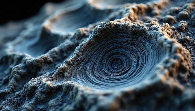 Abstract close up of cooled lava flow surface. Swirling patterns of volcanic rock texture show earth element and geological formation. Natural abstract background for science or art.