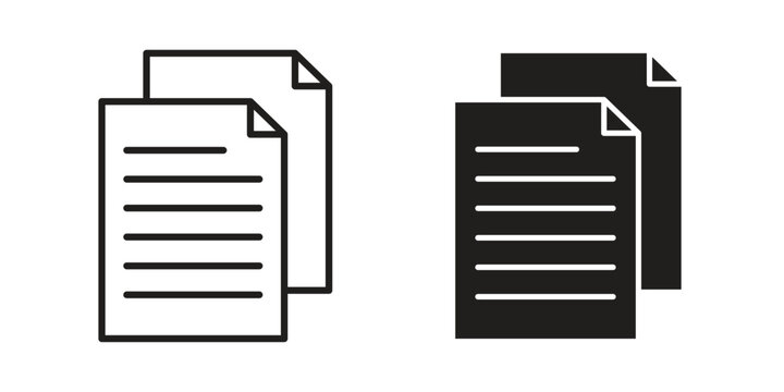 Duplicate icon vector design set. Icon Symbol Black Outline and Solid