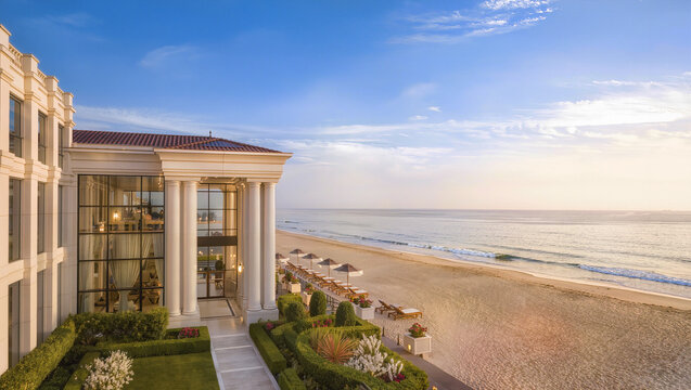 Luxury Beachfront Resort Architecture at Sunset