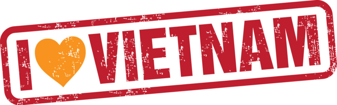 I Love Vietnam. Vector Distressed Rubber Stamp.