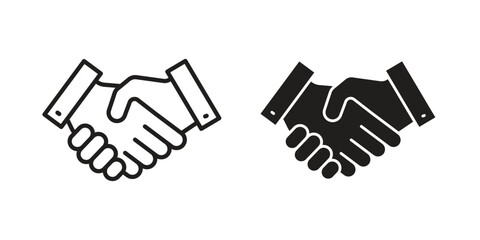 Obraz premium Handshake icon vector design set. Icon Symbol Black Outline and Solid