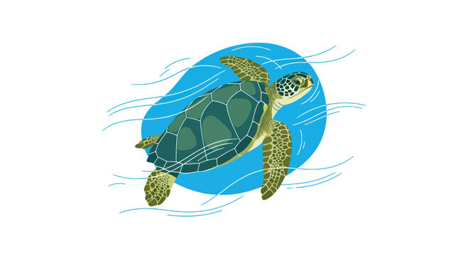 Sea turtle, green turtle, ocean icon, aquatic animal, eco symbol
