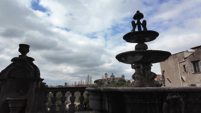 Renaissance Fountain In Palazzo Dei Priori Courtyard Viterbo
