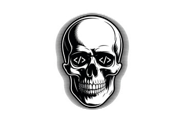 Fototapeta premium Hacker Warning Skull Code Design