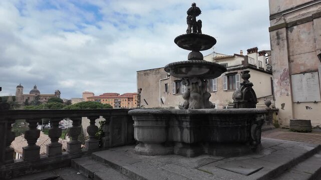 Fountain In Palazzo Dei Priori Courtyard Viterbo Italy