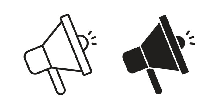 Megaphone icon vector design set. Icon Symbol Black Outline and Solid